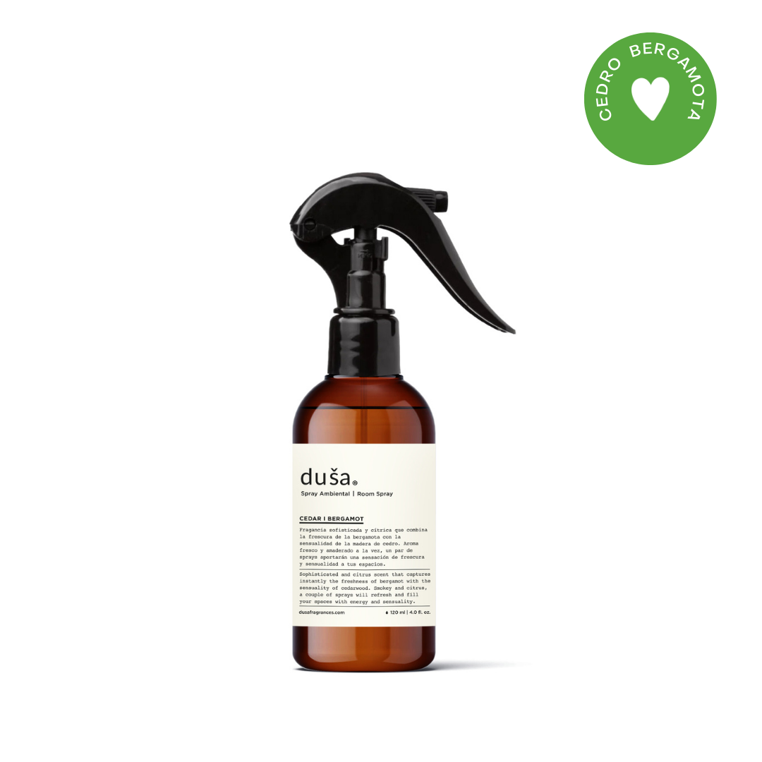 Cedro Bergamota - Aromatizante en Spray |  Para Telas y Ropa de Cama | Eliminador de olores en Spray - 120 ml