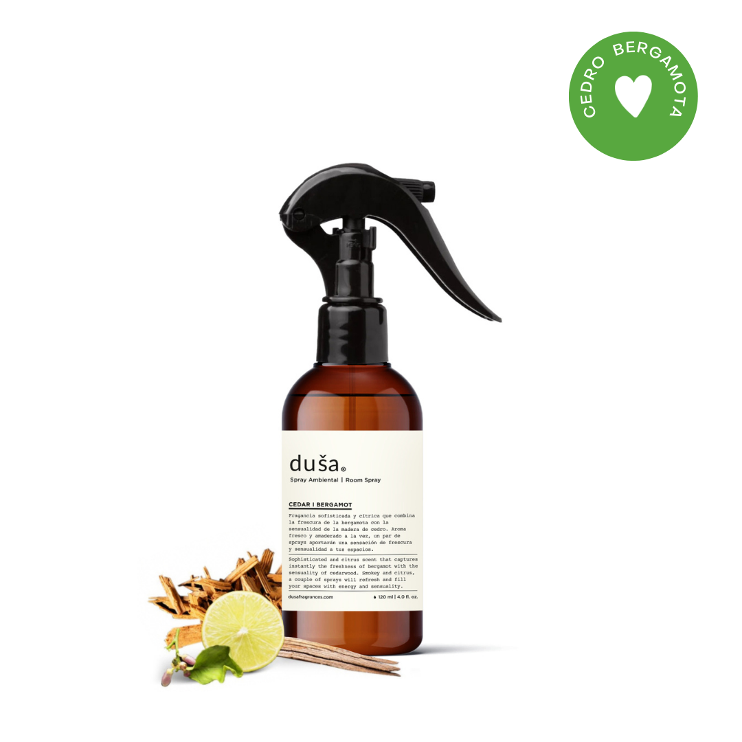 Cedro Bergamota - Aromatizante en Spray |  Para Telas y Ropa de Cama | Eliminador de olores en Spray - 120 ml