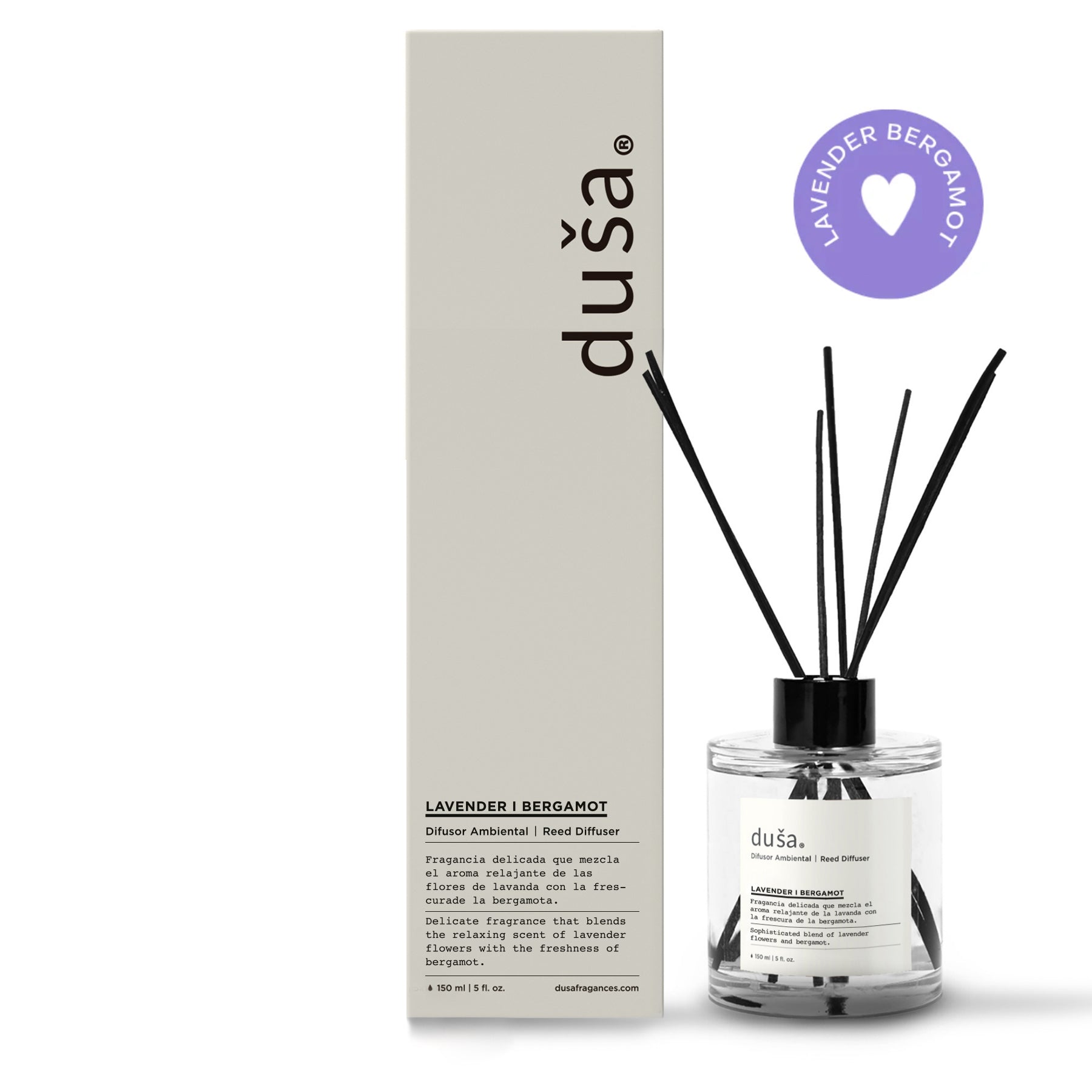 Lavanda  I Bergamota - Difusor de Varillas  | Difusor Ambiental Para el Hogar y la Oficina | Difusor de Aromas y Ambientadores - 150 ml