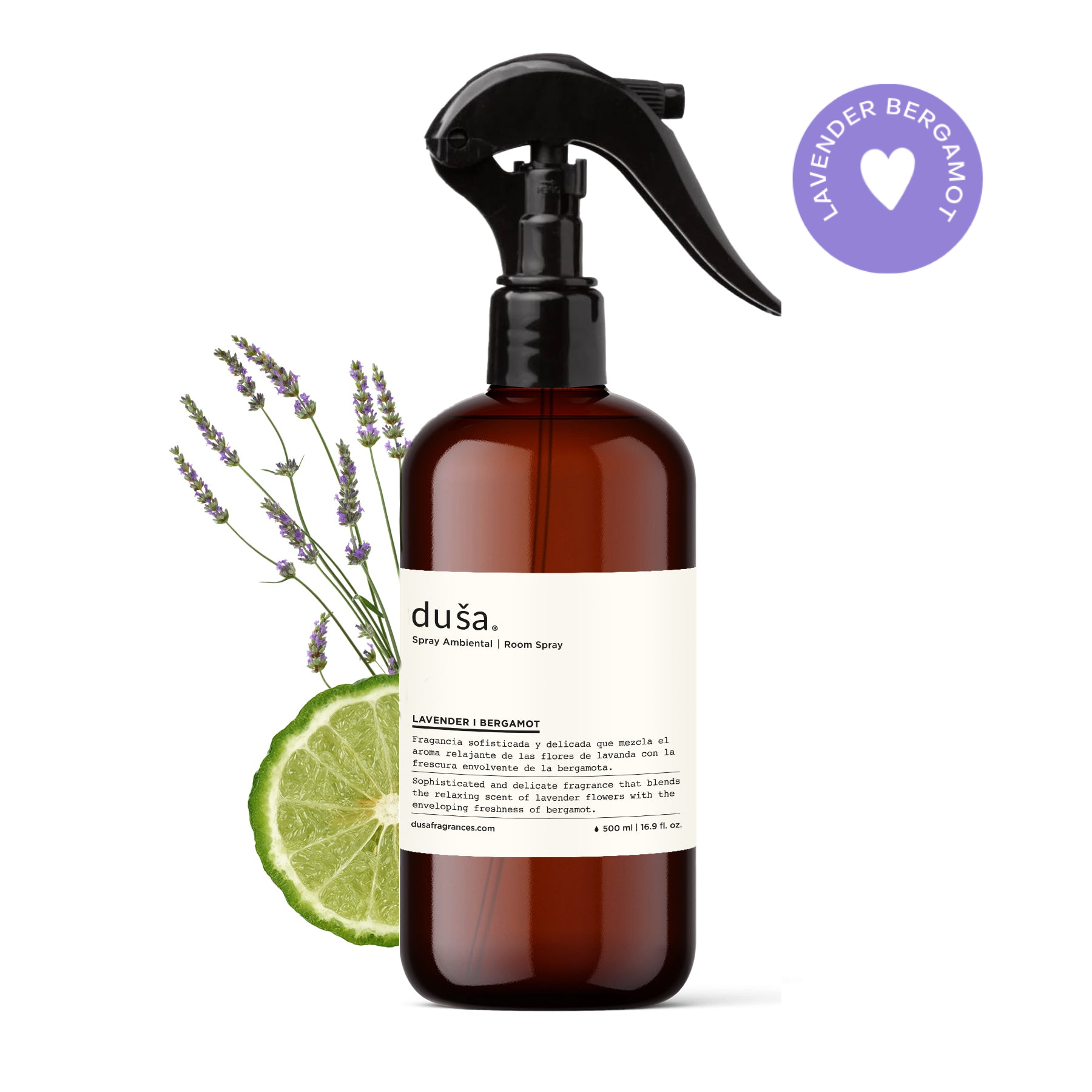 Lavender I Bergamot   - Aromatizante en Spray |  Para Telas y Ropa de Cama | Eliminador de olores en Spray - 500 ml