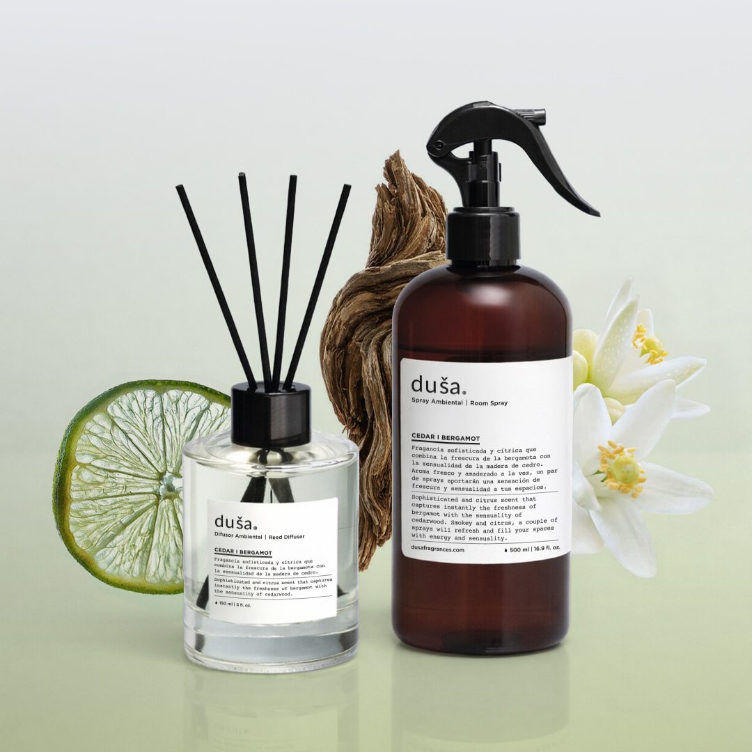 Set Room Spray más Difusor de Varillas  – Cedro Bergamota